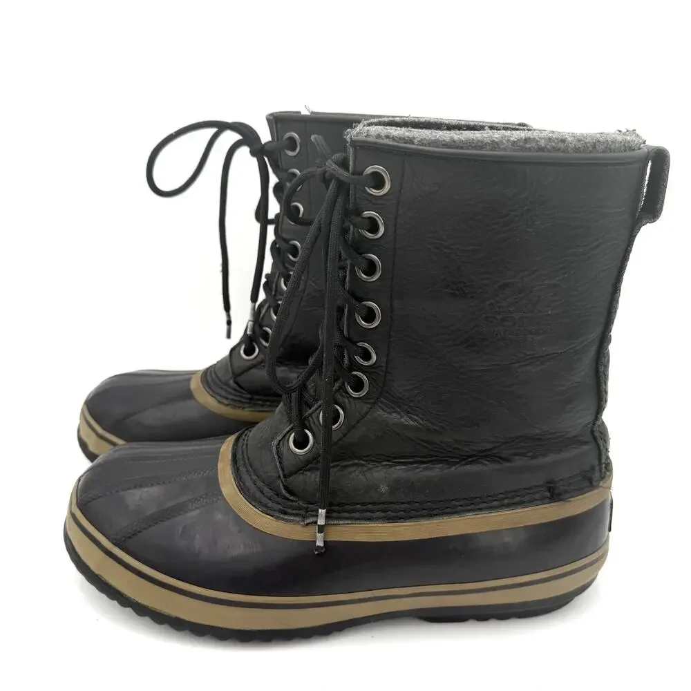Sorel Men's Black Leather 1964 Premium T Snow Lace Up Boots Size 8